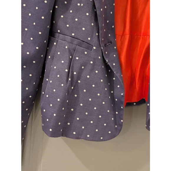 Women's Eclectic Blue White Polka Dot Blazer Size M - Picture 2 of 8